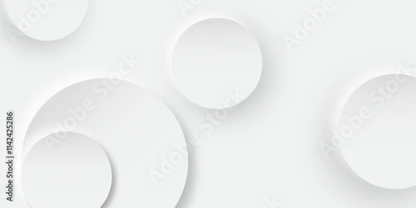 Obraz White and grey abstract modern circle background. abstract white circle shape with digital hi tech concept background technology. elegant minimal style Paper circle business banner with drop shadows. 