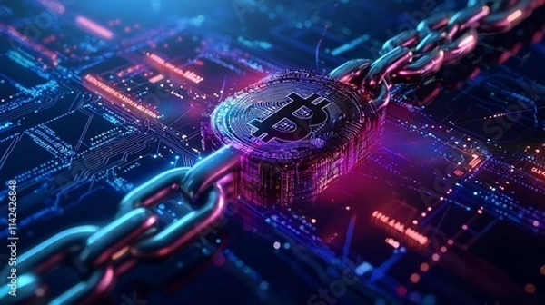 Fototapeta Futuristic Digital Interface for Secure AI Powered Blockchain Transactions
