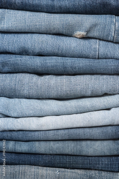 Obraz Jeans trousers stack closeup
