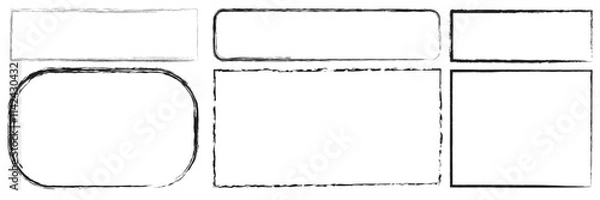 Fototapeta Set of frames in grunge style. Dirty borders collection on white background. Design elements for banner, poster, flyer, invitation, card, social networks, blog posts, stories, Vector illustration. 55