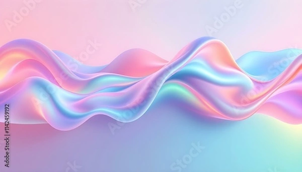 Fototapeta Abstract orange liquid wavy shapes futuristic banner. Glowing retro waves background. Abstract iridescent fluid 3d renders dynamic wave background in pastel colors. Abstract fluid 3d render background