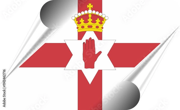 Fototapeta Northern Ireland Flag with Modern Folded Paper Effect