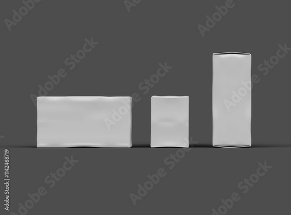 Fototapeta Rendered image of a white rectangular dented box on a dark background