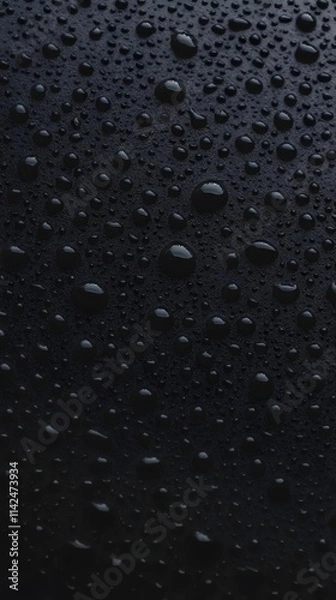 Obraz Water droplets on a dark textured surface