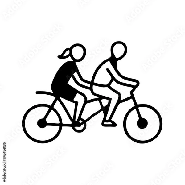 Fototapeta Couple riding a bicycle together, symbolizing love and companionship