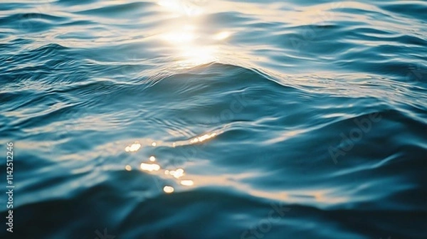 Fototapeta Abstract Blue Ocean Landscape with Waves and Reflections Under Sunlight