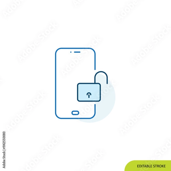 Fototapeta Unlock Mobile Icon, Editable stroke