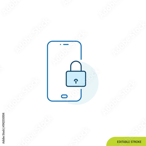 Fototapeta Lock Mobile Icon, Editable stroke