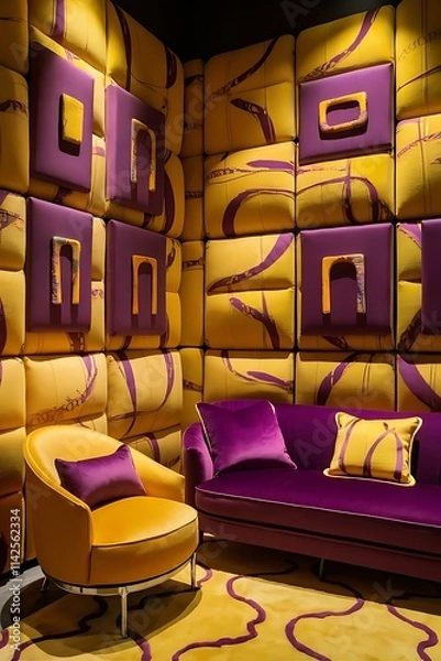 Obraz Yellow purple fabric can be used us background