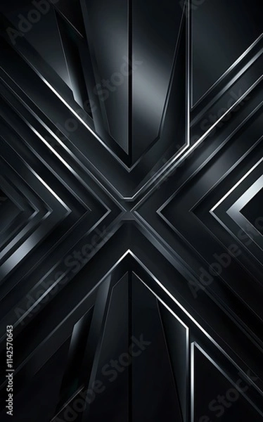 Obraz Dark geometric black abstract background elegent design pattern vector
