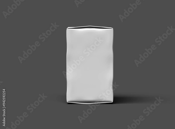 Fototapeta Rendered image of a small white rectangular dented box on a dark background