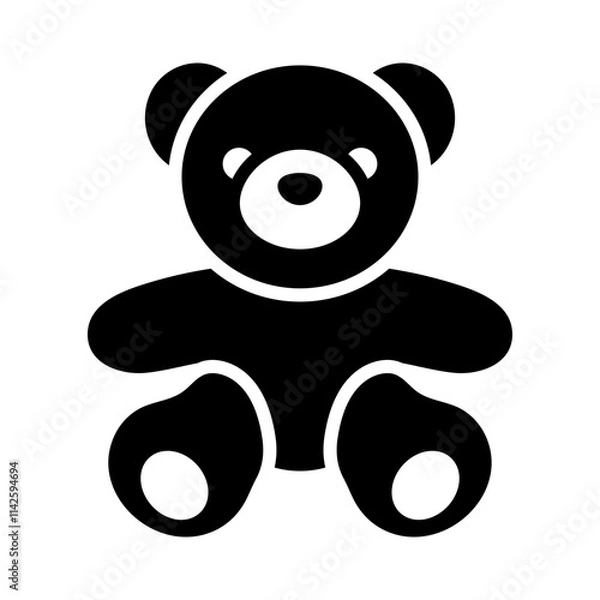 Fototapeta Teddy bear icon. Simple vector plushie bear toy illustration.