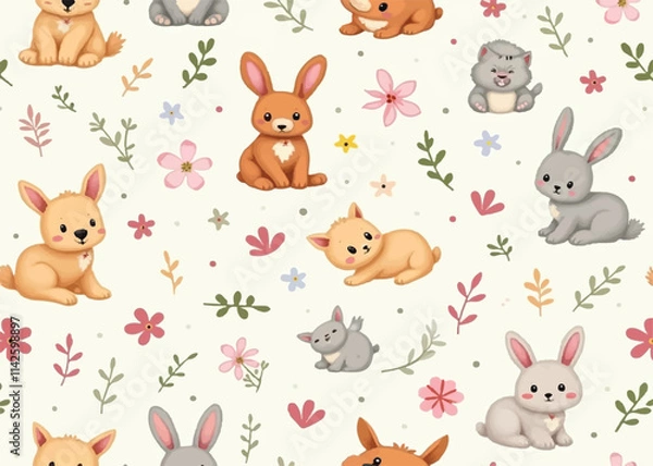 Fototapeta seamless pattern with flowers