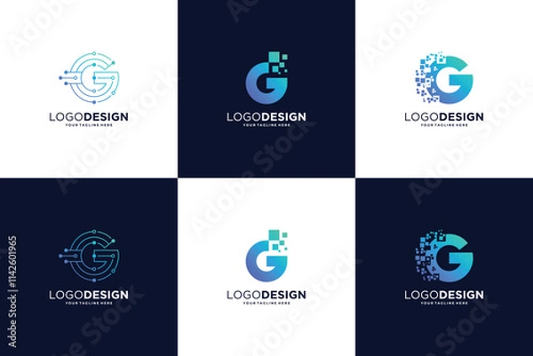 Obraz Creative Letter G tech logo design collection