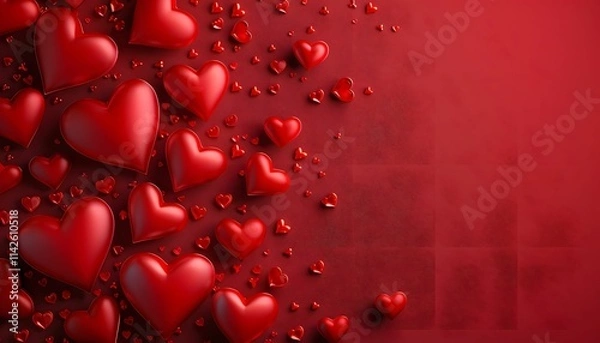 Fototapeta A Romantic Valentine's Day Background with 3D Hearts