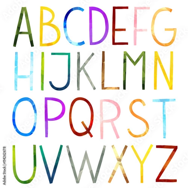 Obraz Low polygonal hand drawn vector alphabet.