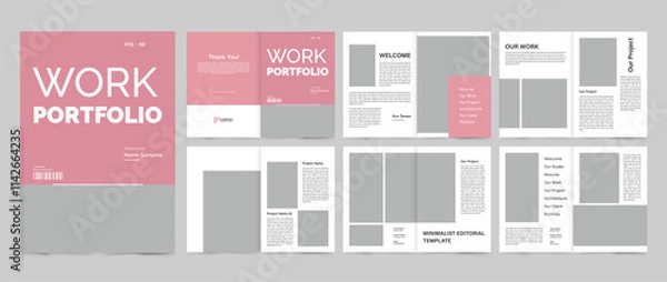 Fototapeta Architecture portfolio design template, architect construction portfolio interior design