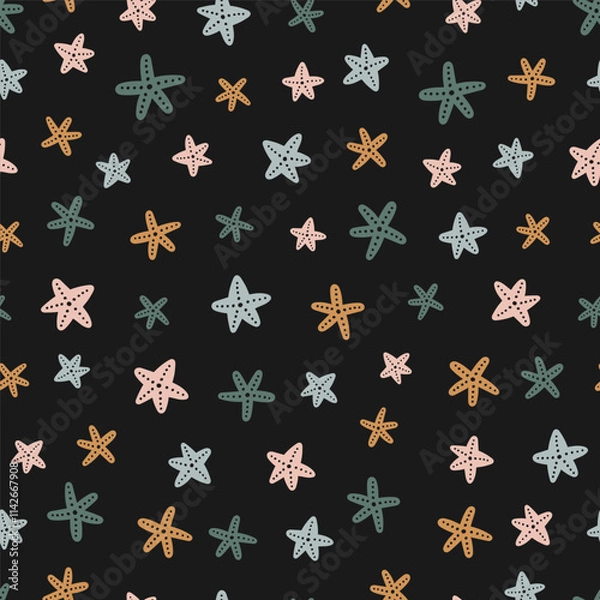 Obraz Seamless pattern with colorful starfish