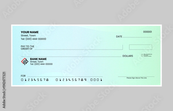 Fototapeta Gradient blank check template, blank check, bank cheque design, vector format
