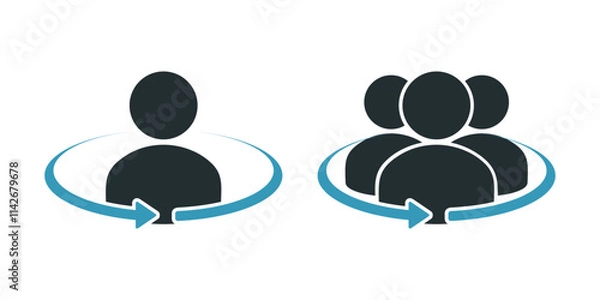 Obraz 360 degree rotation. Person rotation icon. Illustration vector