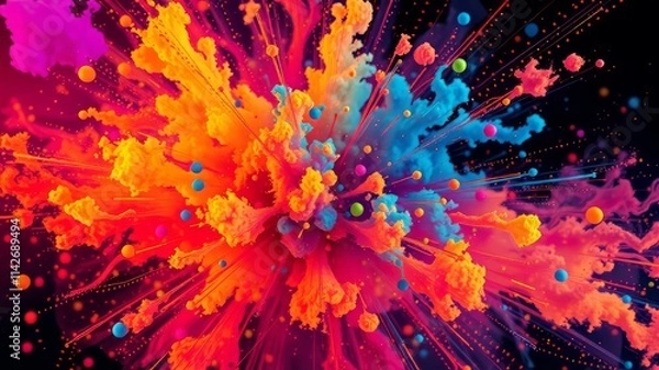 Fototapeta Abstract Color Explosion Modern Art Background - Dynamic & Bright