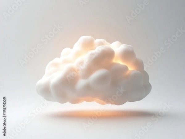 Fototapeta Soft, glowing cloud floating against a neutral background evokes serenity and tranquility during a peaceful moment