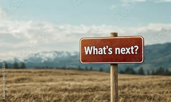 Fototapeta Exploring the meaning behind what's next traffic sign in a serene natural setting