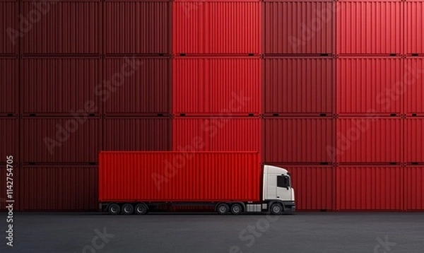Fototapeta Trade tensions reflected in shipping activities between USA and China with red cargo containers