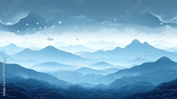 Fototapeta Rain: A soothing rain background showcasing raindrops on windows or soft rainfall over a landscape, perfect for calming or rainy day-themed projects.