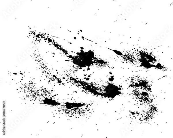 Fototapeta Abstract ink drops background. Black and white vector grunge texture.