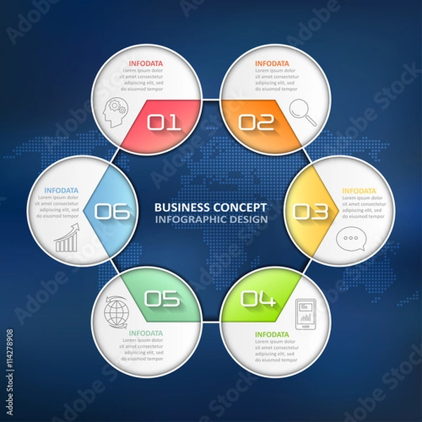 Obraz Design circle infographic 6 options,  Business concept infographic