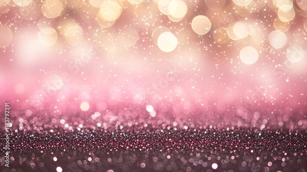 Fototapeta sparkling blurred abstract shiny bokeh background, abstract background with blurred bokeh lights with shiny sparkle glitters, Neon light effect background with bokeh and tiny particles dancing.