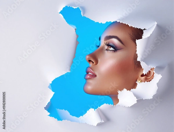 Obraz A beautiful woman on blank wall