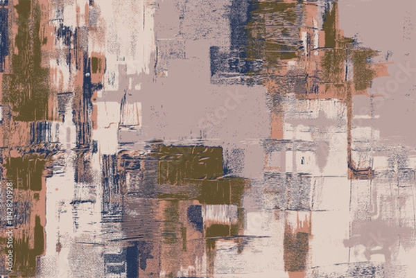 Fototapeta Abstract art in calming neutral shades of mauve, taupe, and dark brown, with weathered textures and layered patterns forming a modern yet natural artistic composition