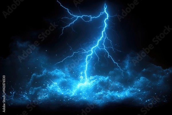 Obraz A powerful lightning bolt illuminates the dark clouds in the sky