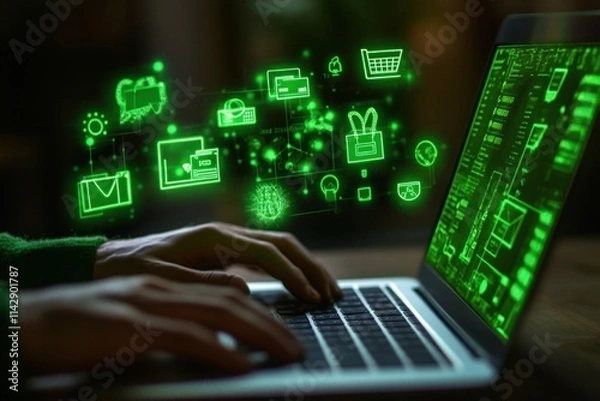 Fototapeta E-commerce Digital Technology Green Interface