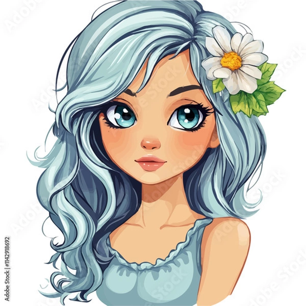Obraz Cute Girl with Alternative Style – Edgy Vector Illustration for Creative Fashion Projects  
