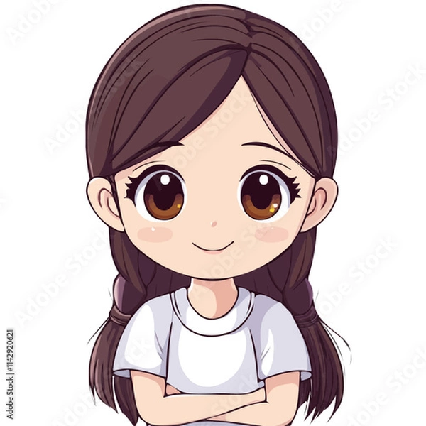Obraz Cute Girl with Anime-Inspired Style – Colorful Vector Illustration for Creative Projects  
