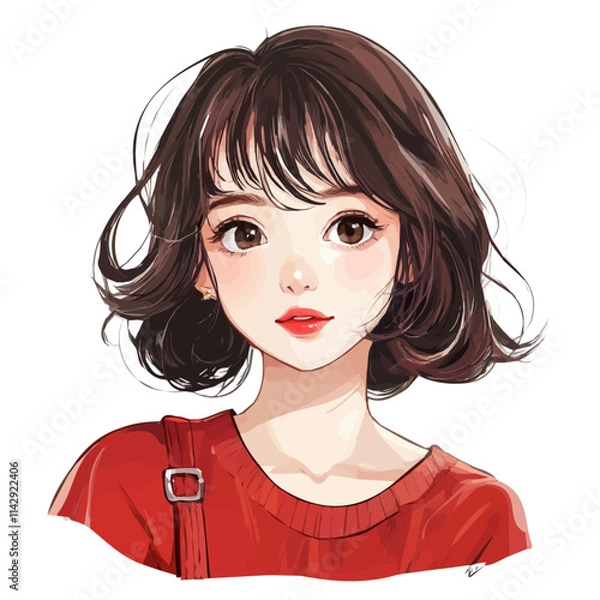 Obraz Cute Girl with Artistic Style – Creative Vector Illustration for Fashion & Art Projects  
