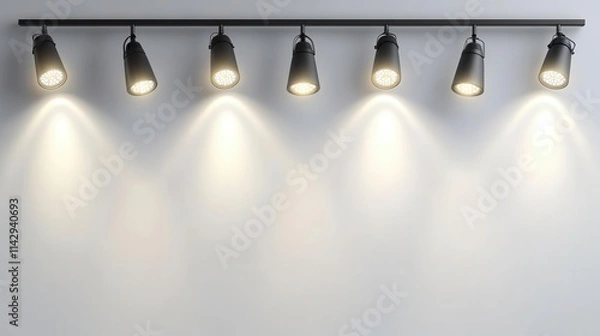 Fototapeta track lighting cast against a transparent background, highlighting sleek, modern fixtures in various styles suitable for contemporary interior design