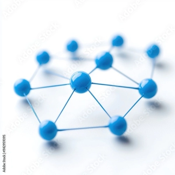Fototapeta Blue Spheres Connected with Thin Lines Representing Molecular Structure