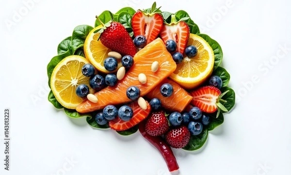 Obraz Healthy brain food colorful fruits and vegetables omega