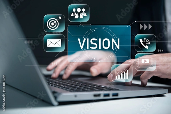 Obraz Vision with man using a laptop