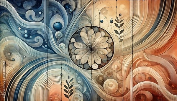 Fototapeta Design an artwork representing trust, using interwoven patterns and soft, harmonious tones to symbolize connection and reliability with Generative AI