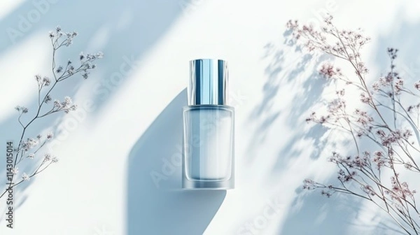 Fototapeta Minimalist perfume bottle with shadows and soft light