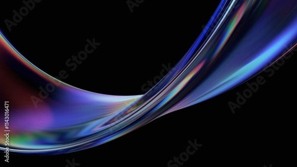 Fototapeta Abstract minimalist design, colorful glass shape, 3d render