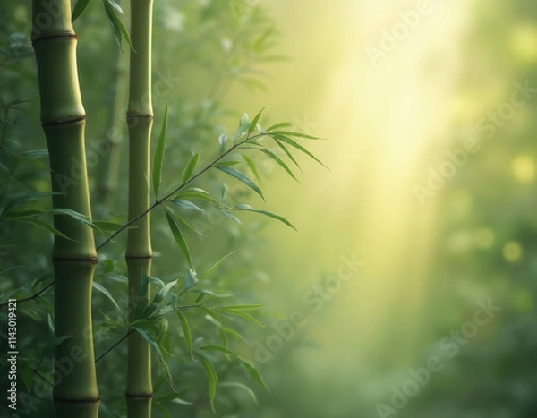 Fototapeta Green bamboo stalks
