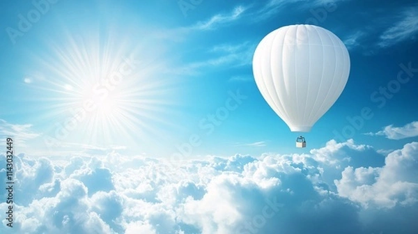Fototapeta Serene White Balloon Drifting Through Clear Atmosphere
