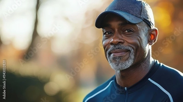 Obraz A man wearing a baseball cap smiles at the camera