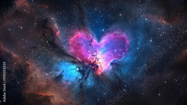 Obraz A heart shaped nebula in the middle of the night sky